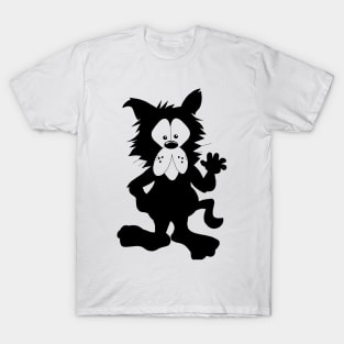 Black Cat Waving to You T-Shirt